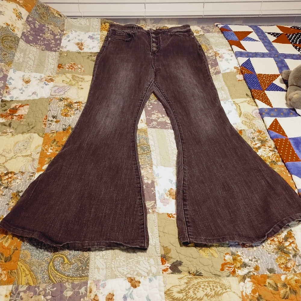 We The Free By Free People Women's Flared Off Black Pants